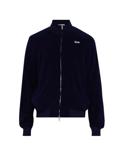 Rhude Blue Hamptons Towel Full-Zip Sweater for men