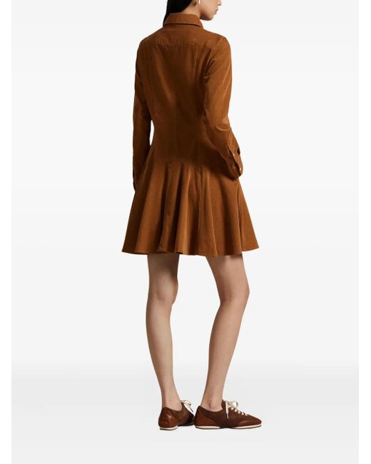 Polo Ralph Lauren Brown Corduroy Collared Shirt Dress