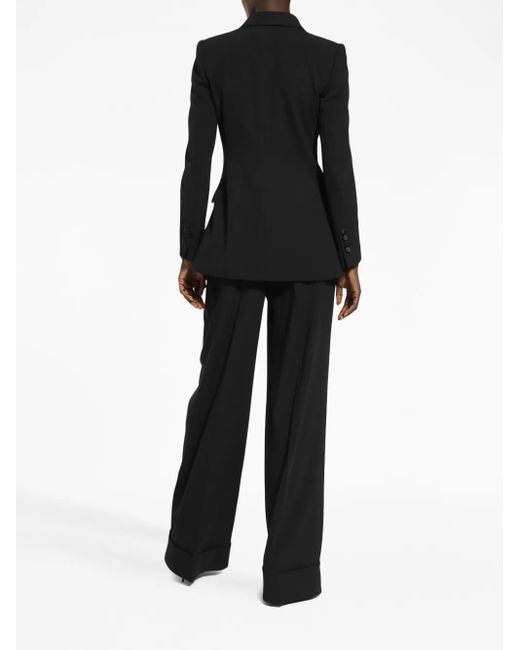 Dolce & Gabbana Black Floral Applique Wool Blazer