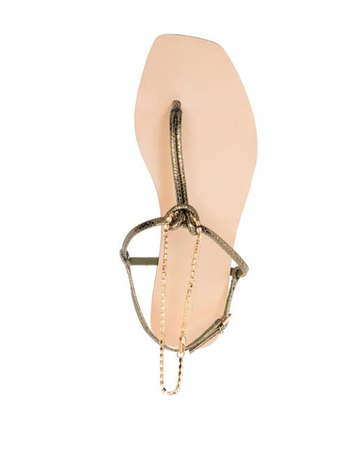 MARIA LUCA Natural Chain-Link Slip-On Leather Sandals