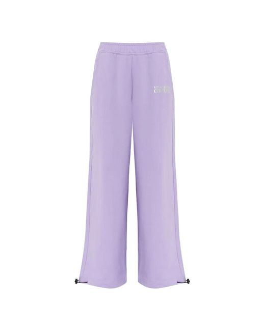 Versace Jeans Couture Purple Pantalon De Jogging Brodé À Lien De Resserrage
