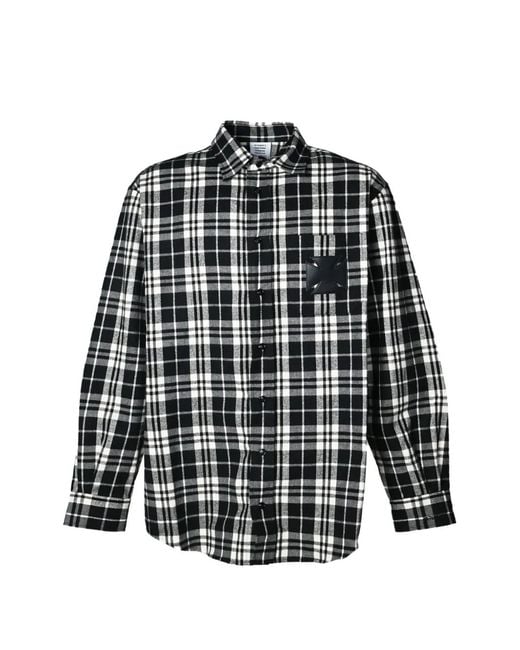 Vetements Black Kariertes Flanellhemd Mit Kreuz-Patch