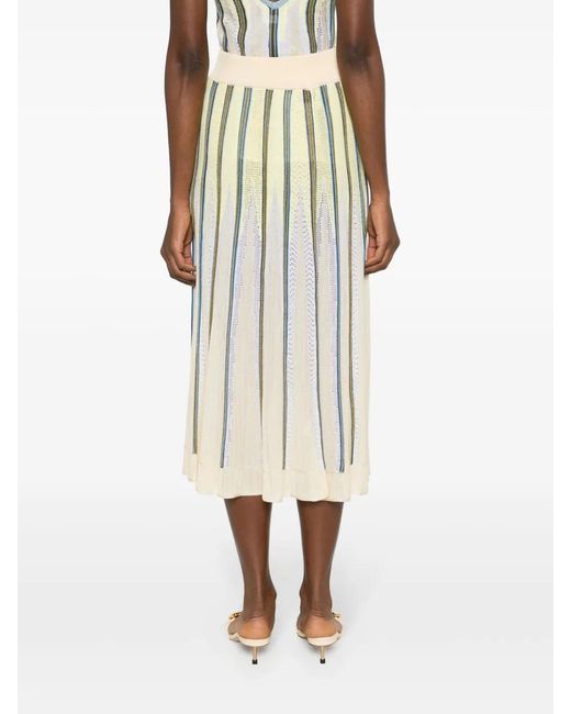 Forte_forte White Inlay Knit Long Pencil Skirt