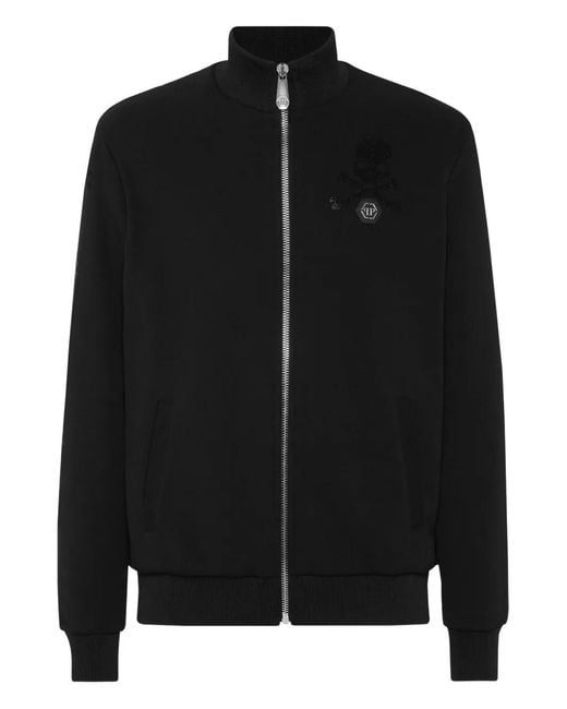 Philipp Plein Black Skull-Embellished Bomber Jacket for men