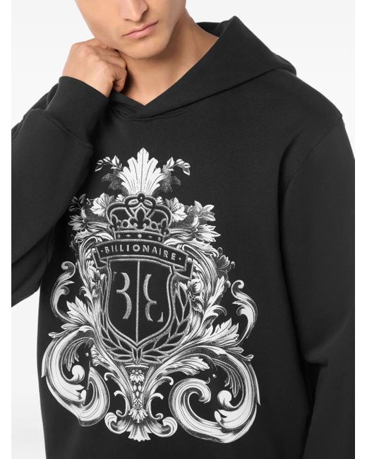 Billionaire Black Logo-Print Hoodie for men