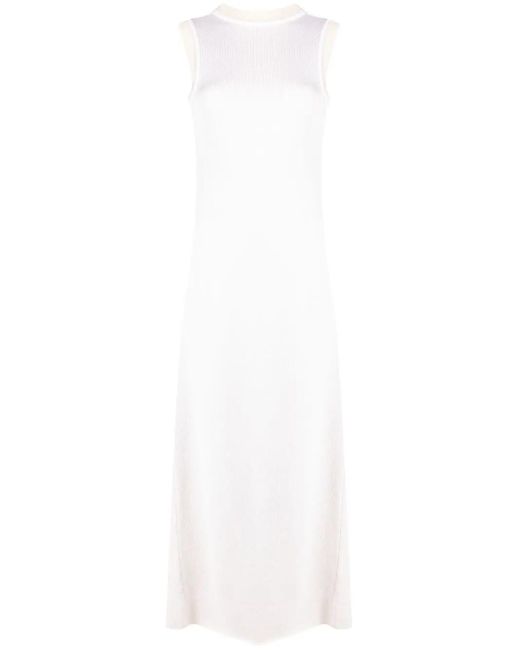 Jil Sander White Fine Knit Sleeveless Dress
