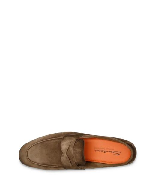 Santoni Brown Suede Loafers for men