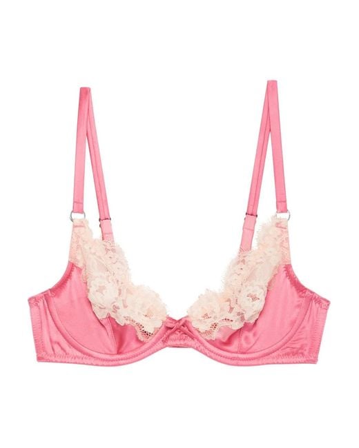 Fleur du Mal Pink Juliet Lace Demi Bra