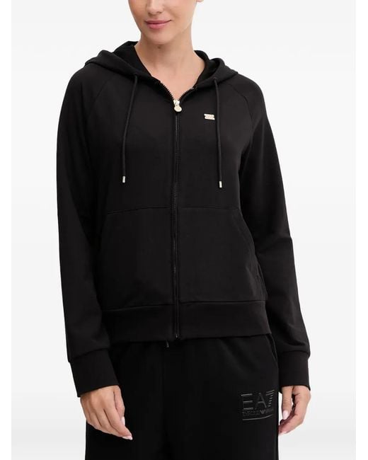 Sudadera Core Lady con cremallera y capucha EA7 de color Black