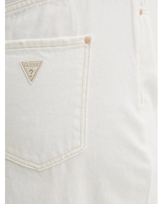 Guess White Frayed-Hem Denim Maxi Skirt