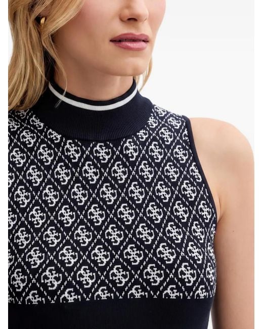 Guess Blue Logo Patterned Top