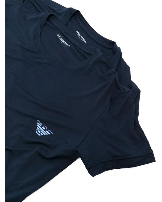Emporio Armani Blue Logo-Print T-Shirt (Pack Of Two) for men