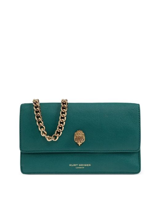 Kurt Geiger Green Sloane Leather Clutch Bag