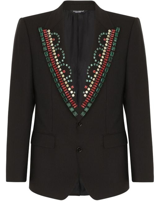 Dolce & Gabbana Wool Gemstone-embellished Tailored Blazer in Black for ...