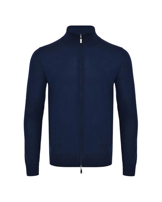 Pal Zileri Blue Zip-Up High-Neck Cardigan for men