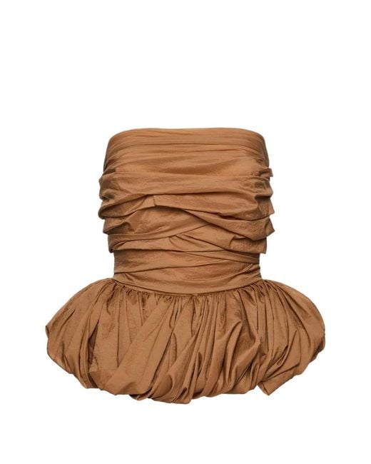 Magda Butrym Brown Ruched Peplum Top
