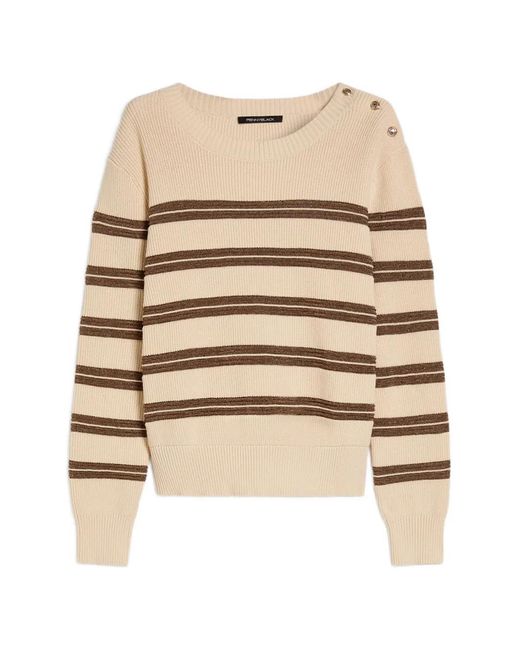 Pennyblack Natural Button-Detail Striped Sweater