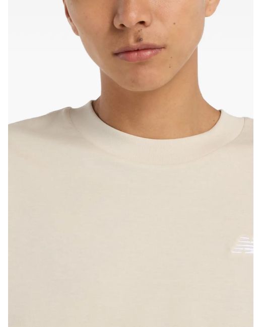 New Balance White Logo-Embroidered T-Shirt for men