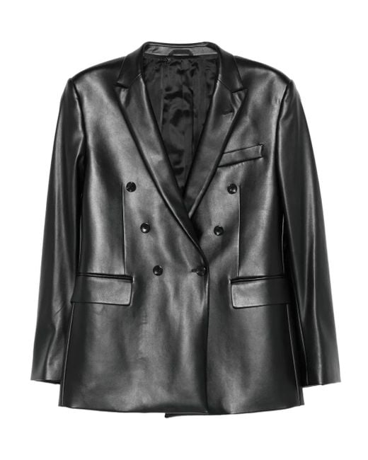 Reveres 1949 Black Double-Breasted Leather Jacket for men