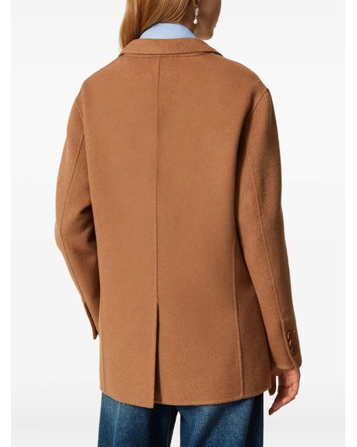 Twinset Brown Single-Breasted Wool Coat
