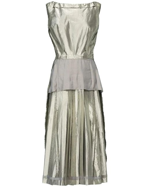 Maison Margiela Metallic Midi Dress With Patchwork Design