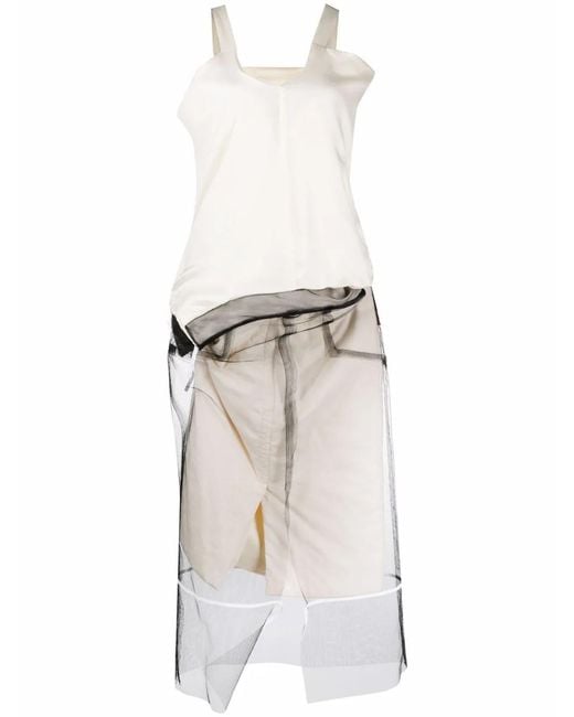 Maison Margiela Multicolor Panelled Tulle-Overlay Dress