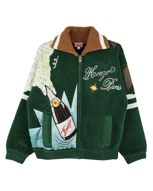 KENZO Green Party Logo-embroidered Bomber Jacket for men