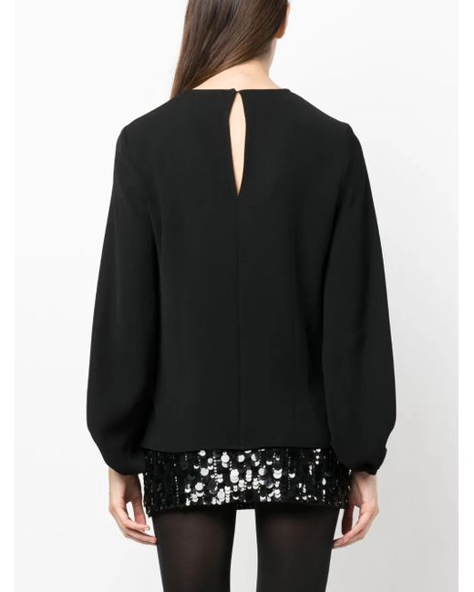 P.A.R.O.S.H. Black Long-Sleeve Round-Neck Top