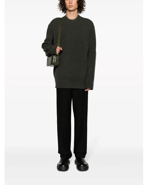 Givenchy Black Oversize Ribbed Sweater In Military for men