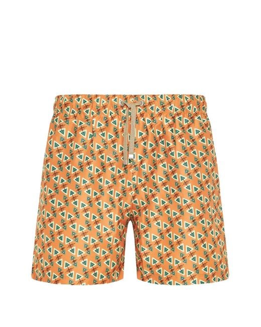 Benibeca Natural Tripuri Geometric-Print Swim Shorts for men