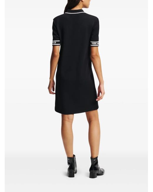 Karl Lagerfeld Black Logo-Print Mini Dress