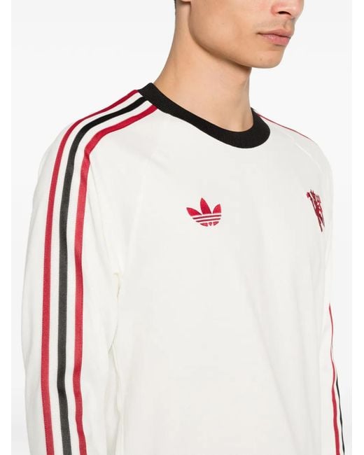 Adidas Pink Manchester United 3-Stripes Graphic-Print T-Shirt for men