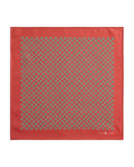 Polo Ralph Lauren Red Patterned Silk Pocket Scarf for men