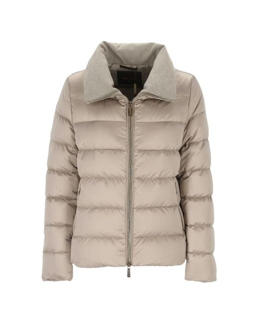 Moorer Natural Quilted High-Neck Jacket