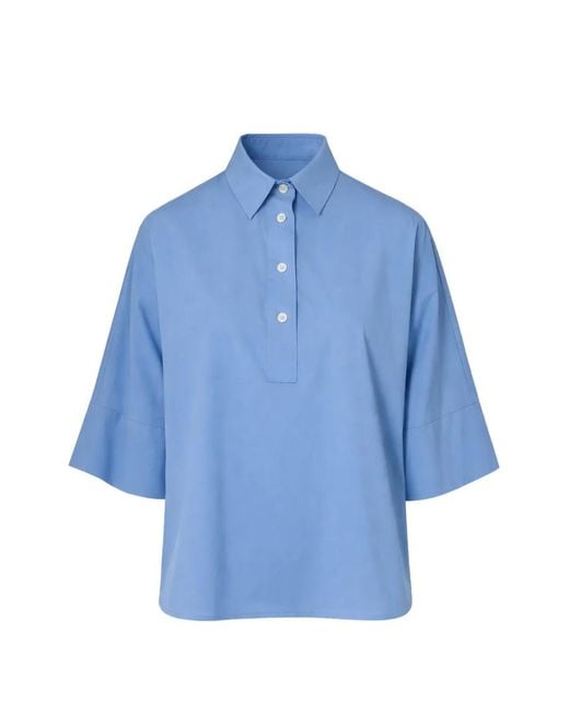 Gran Sasso Blue Collared Short-Sleeve Polo Top