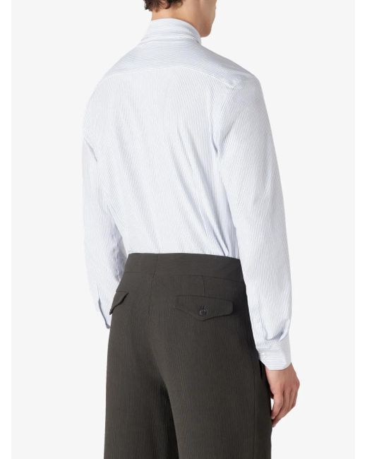 Giorgio Armani White Striped Cotton-Blend Shirt for men