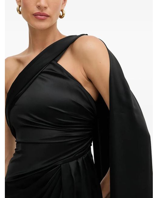 Marciano Black One-Shoulder Draped Maxi Dress