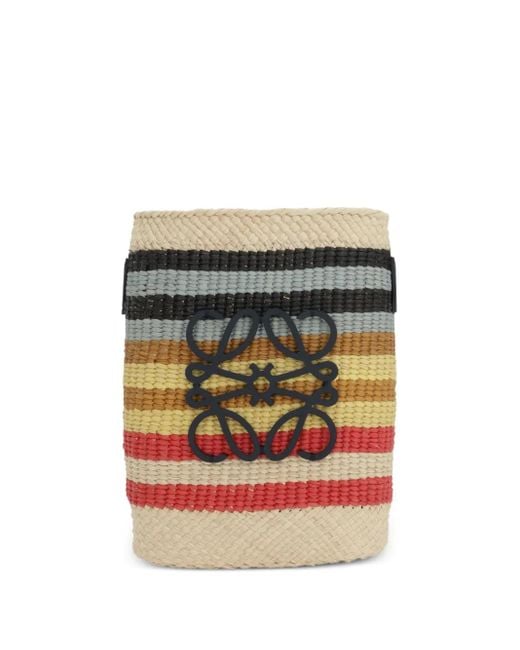 X Paula Ibiza Sac Porté Épaule Rayé À Plaque Logo Loewe en coloris White