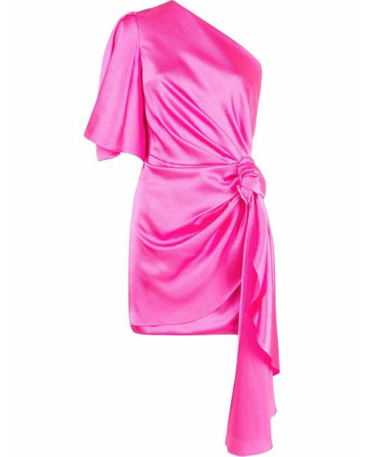 Solace London Pink One-shoulder Marcie Dress
