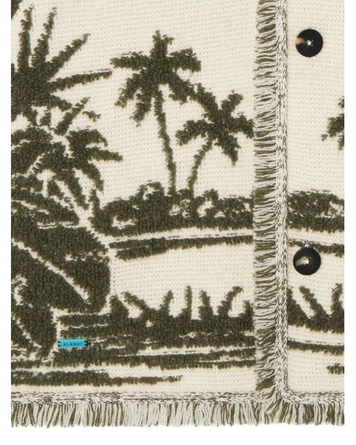 Alanui Natural Palm-Tree Fringed Cardigan for men