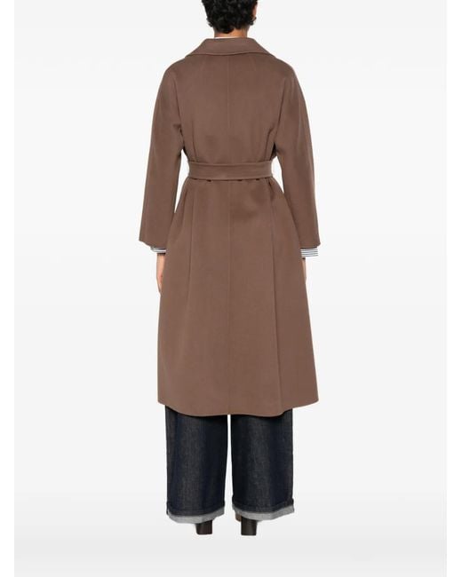 Max Mara Brown Esturia Belted Notch-Lapels Coat
