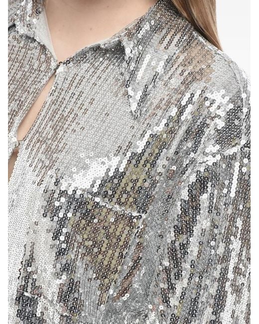 GIUSEPPE DI MORABITO Gray Sequin-Embellished Shirt