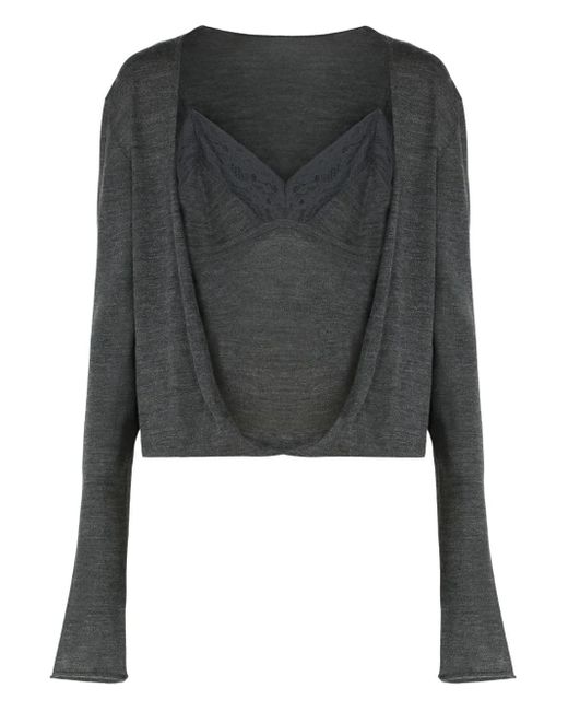 Alberta Ferretti Black Open-Front Wool Cardigan
