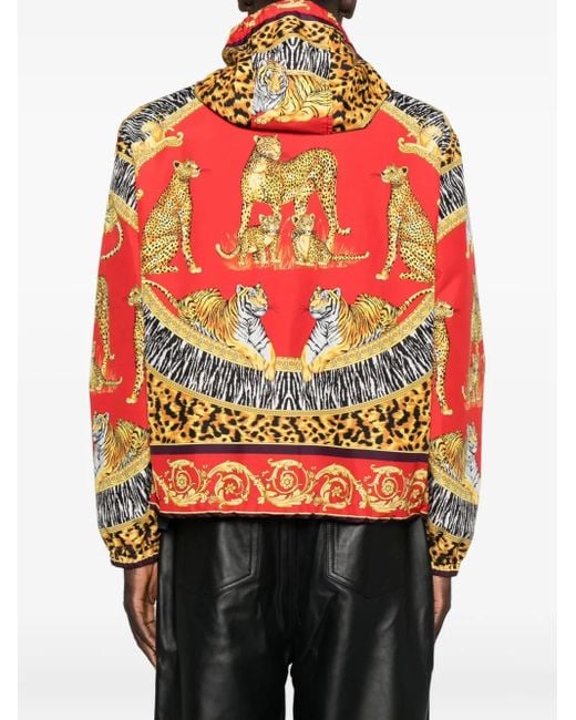 Versace Red Wild Cats Windbreaker Jacket for men
