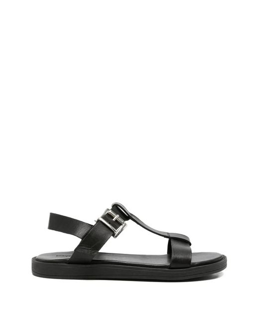 SERGIO MORETTI FIRENZE Black Buckle-Fastening T-Bar Sandals