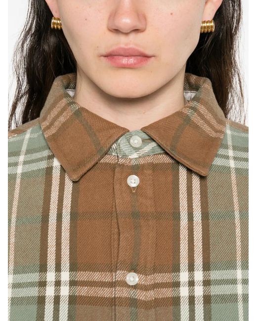 6397 Geruite Button-Down Blouse in het Natural