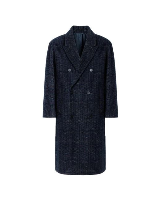 Missoni Blue Double-Breasted Cashmere And Viscose Coat for men