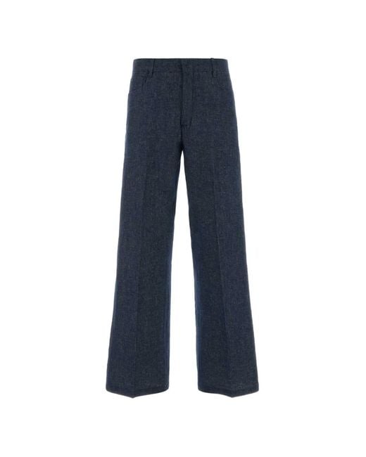 Max Mara Blue Jean Ample À Plis Marqués