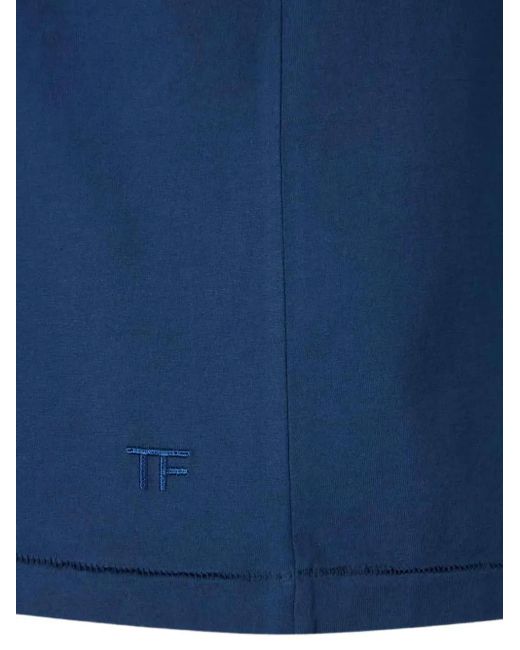 Tom Ford Blue Crew-Neck Short-Sleeve T-Shirt for men