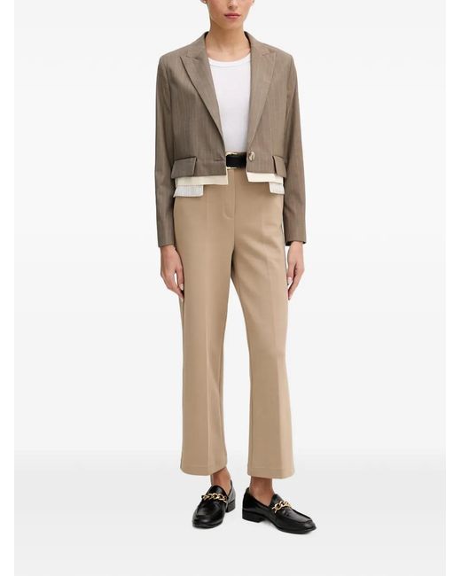 Sisley Natural Pinstripe-Pattern Cropped Blazer